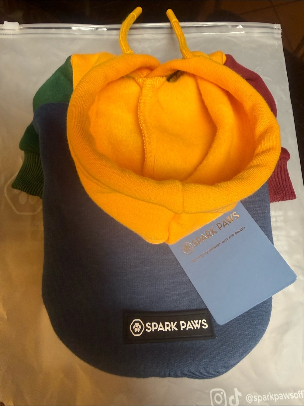 NWT Spark Paws Colorblock Dog Hoodie -(Small)